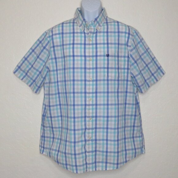 Chaps* Men's Short Sleeve‎ Button Down Curved Hem Chest Pocket Shirt~ Size XL - Picture 1 of 12